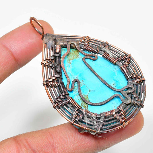 Turquoise Tranquility – Copper Wire Pendant