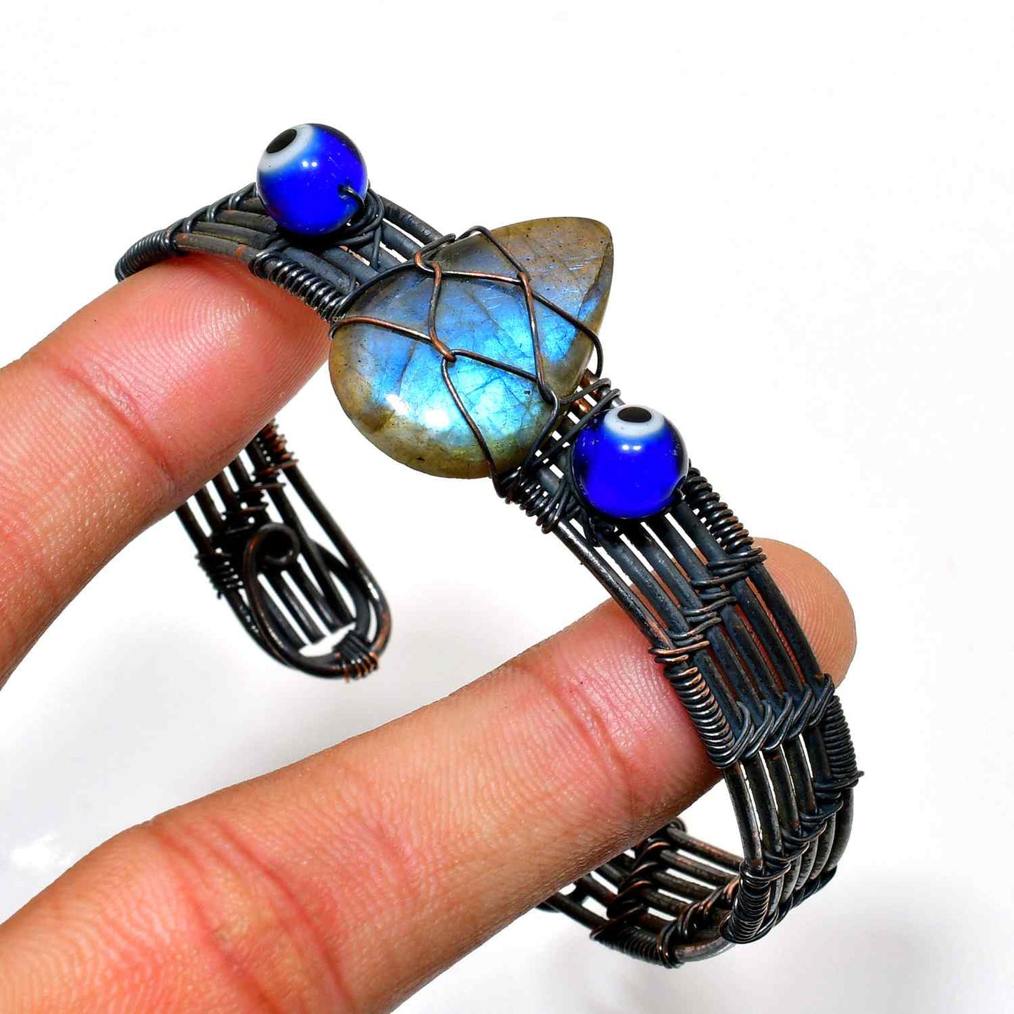 Aurora’s Veil – Labradorite Copper Bracelet