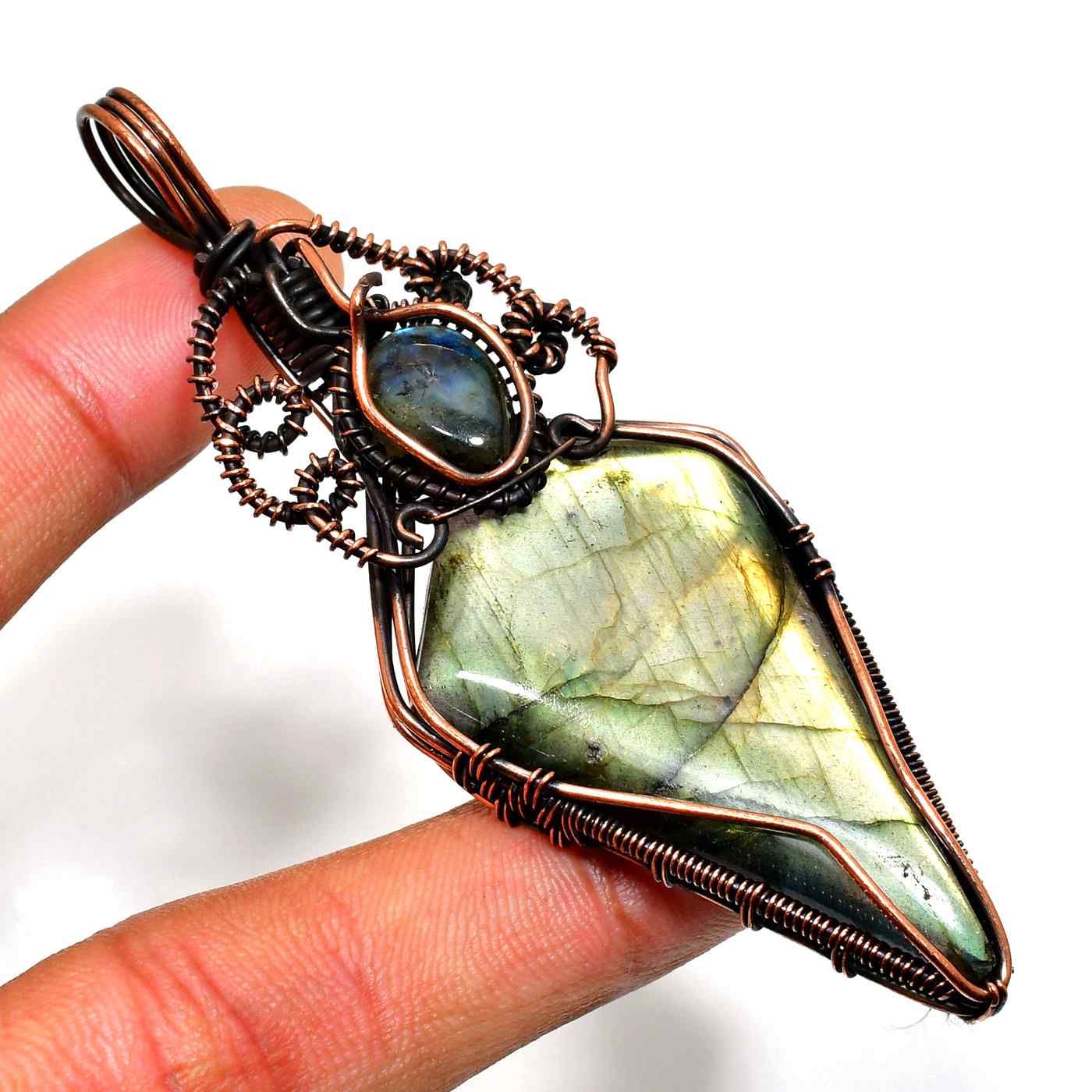 Enchanted Labyrinth – Hand-Wrapped Labradorite & Antique Copper Pendant