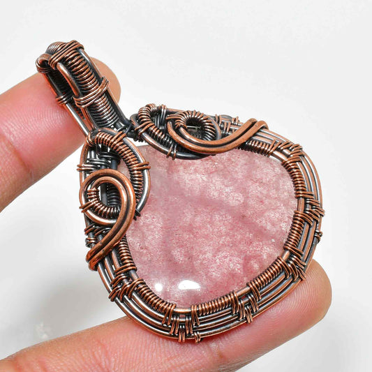 Ezra’s Veil – Rose Quartz & Copper Pendant