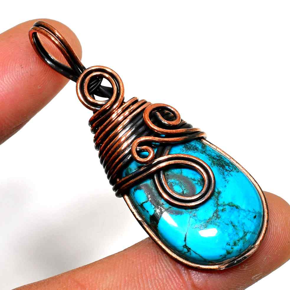 Tranquil Currents – Turquoise & Copper Pendant