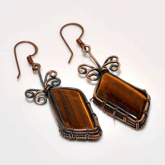 Auric Balance – Tiger’s Eye Copper Earrings