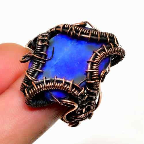 Ember’s Embrace – Blue Opal Copper Ring