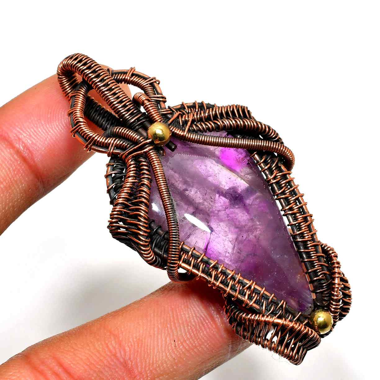 Ezra’s Veil – Handcrafted Amethyst & Copper Pendant