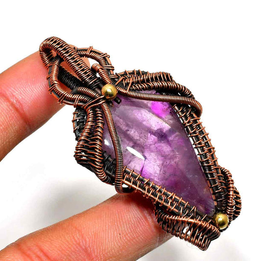 Ezra’s Veil – Handcrafted Amethyst & Copper Pendant