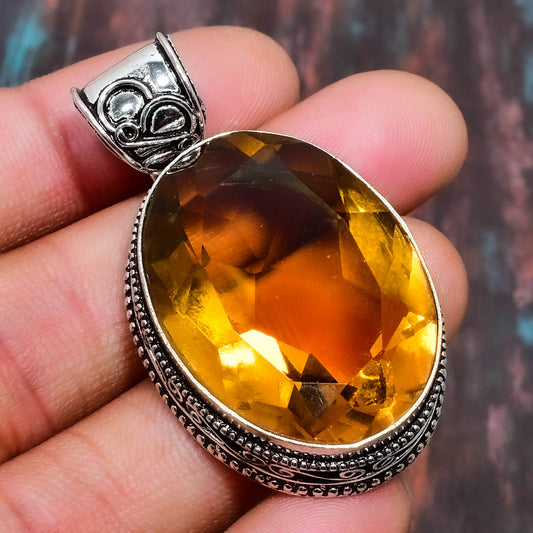 Solara’s Glow – Citrine Sterling Silver Pendant