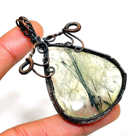 Ember’s Grace – Tourmalinated Quartz Wire Wrap Pendant