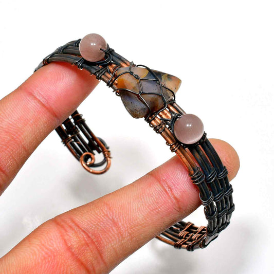 Gaia’s Harmony – Oxidized Copper Gemstone Bracelet
