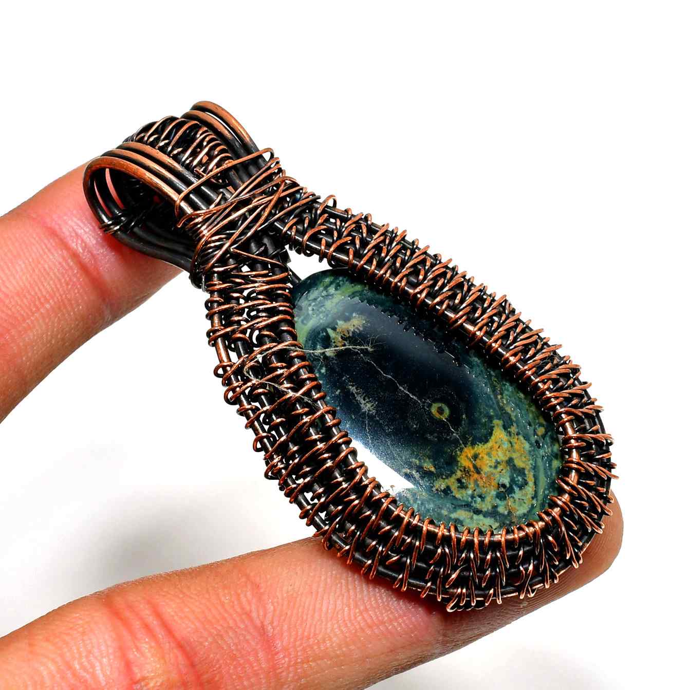 Forest’s Heart – Dendritic Agate Copper Pendant
