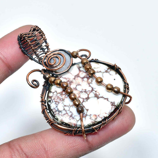Gaia’s Embrace – Copper Wire Gemstone Pendant