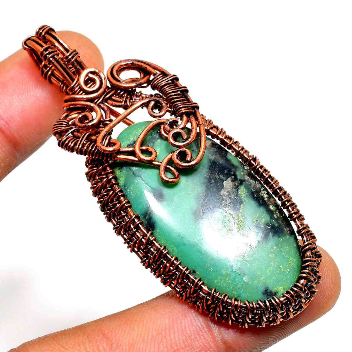 Forest Heart – Malachite Copper Pendant