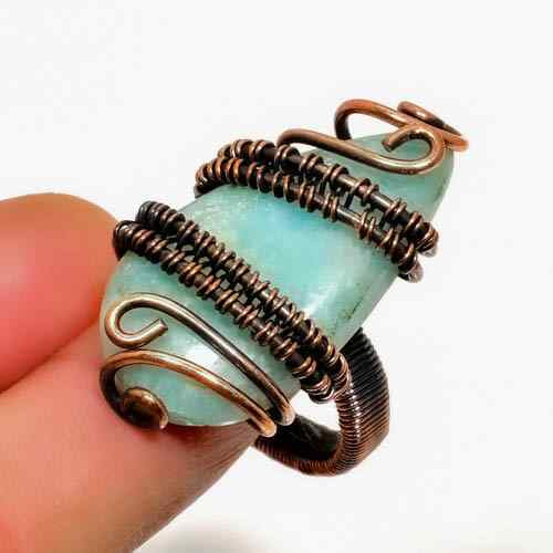 Harmony’s Embrace – Amazonite Copper Ring