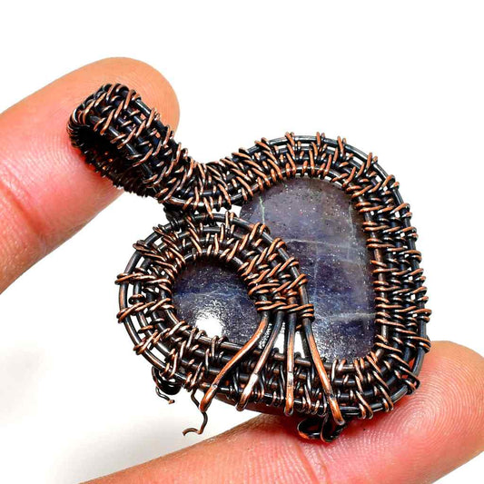 Ezra’s Veil – Amethyst & Oxidized Copper Pendant
