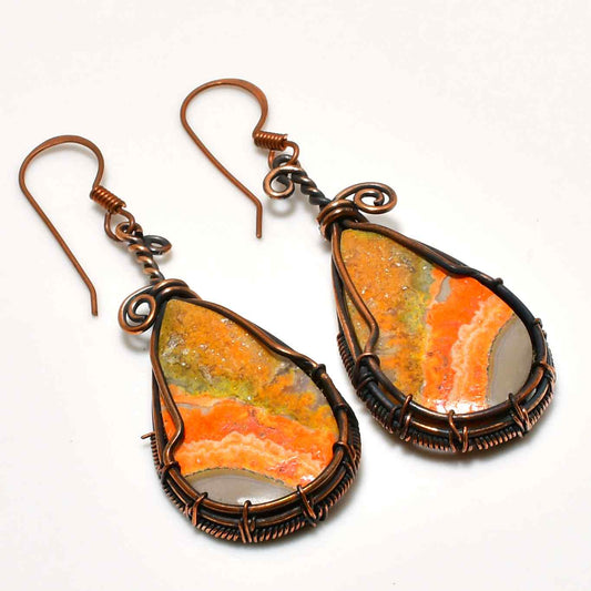 Gaia’s Harmony – Oxidized Copper Agate Earrings