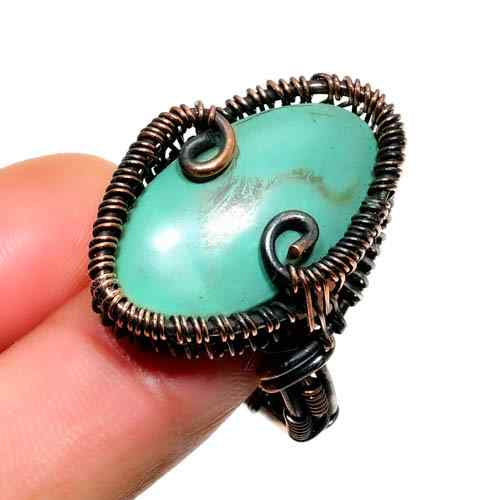 Serenity Spiral – Turquoise & Copper Ring
