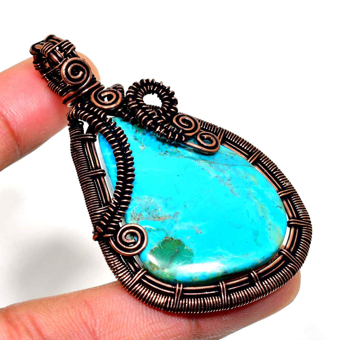 Turquoise Dream – Handcrafted Turquoise & Copper Wire Pendant