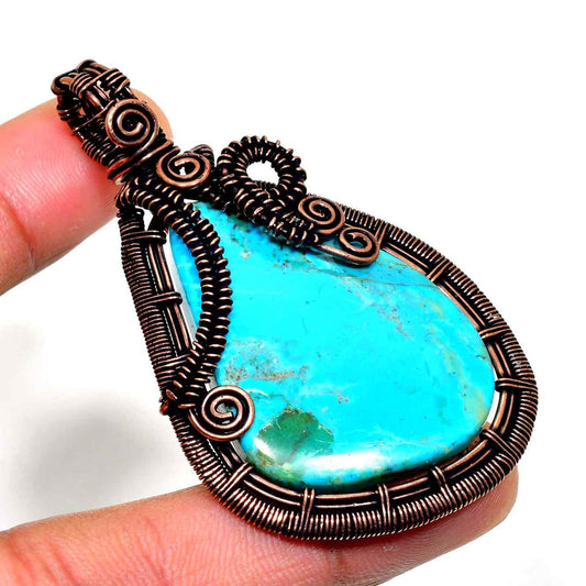 Turquoise Dream – Handcrafted Turquoise & Copper Wire Pendant