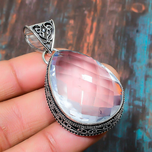 Serenity Drop – Rose Quartz Silver Pendant