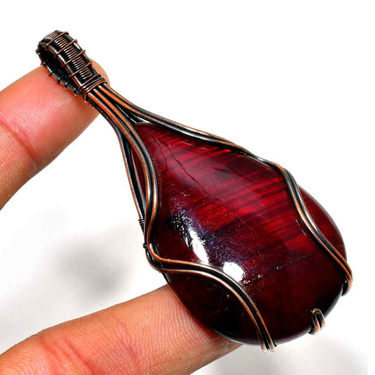 Crimson Dream – Copper-Wrapped Red Stone Pendant