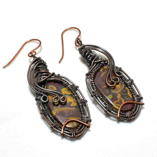 Gaia’s Embrace – Copper-Wrapped Gemstone Earrings
