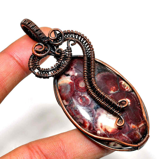 Crimson Embrace – Red Jasper & Antique Copper Pendant