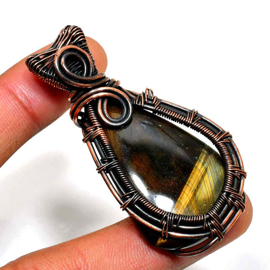 Earthen Harmony – Tiger’s Eye Copper Pendant