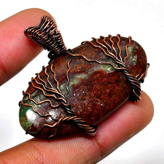 Gaia’s Embrace – Natural Stone Copper Pendant