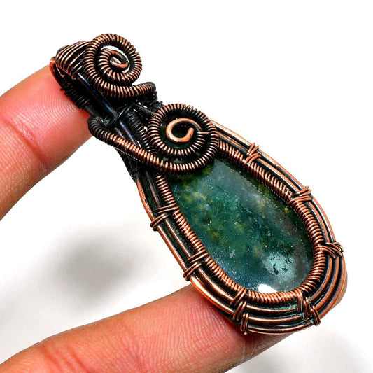 Earth’s Embrace – Green Gemstone Copper Pendant
