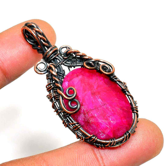 Crimson Radiance – Ruby & Copper Pendant