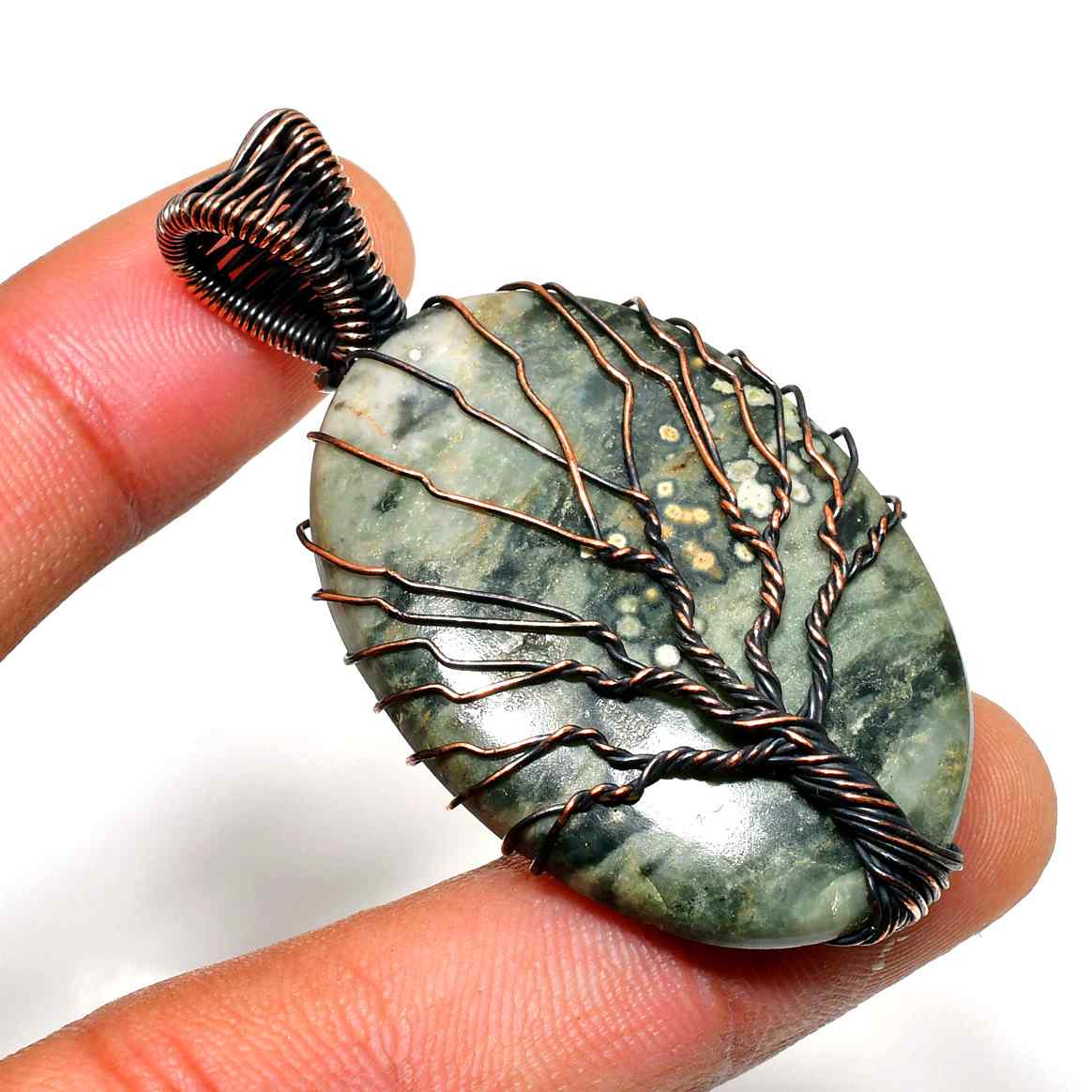 Roots of Time – Fossil Copper Pendant