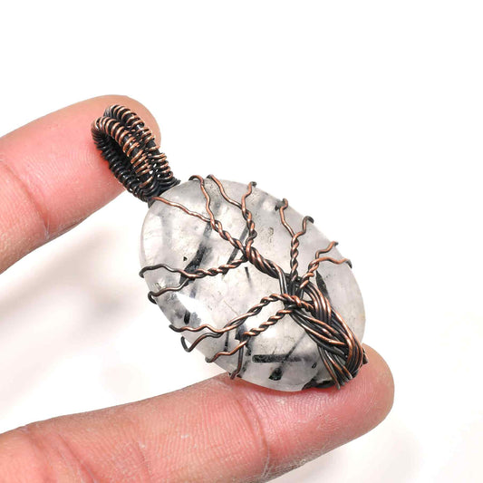 Nature’s Embrace – Copper-Wrapped Quartz Pendant
