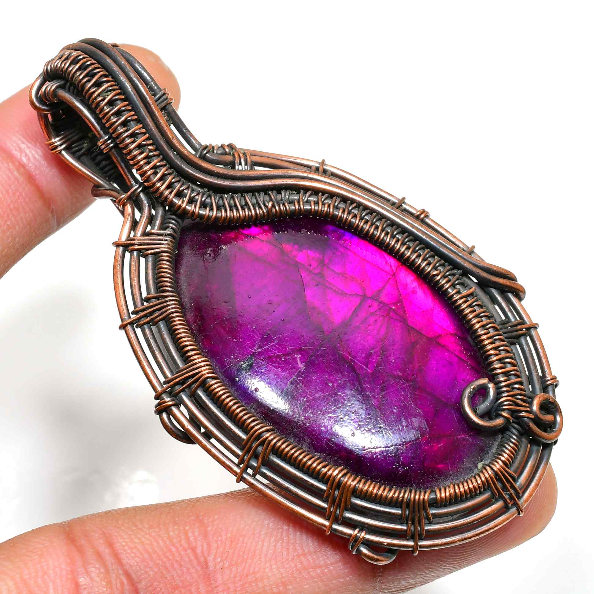 Selene’s Shield – Amethyst Copper Pendant