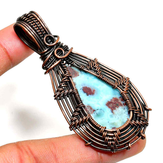 Ocean’s Embrace – Larimar Copper Pendant
