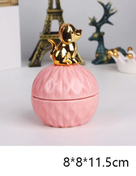 Pink Ceramic Dust-proof Jewellery Storage Case