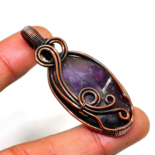 Aurora’s Clarity – Amethyst Copper Pendant