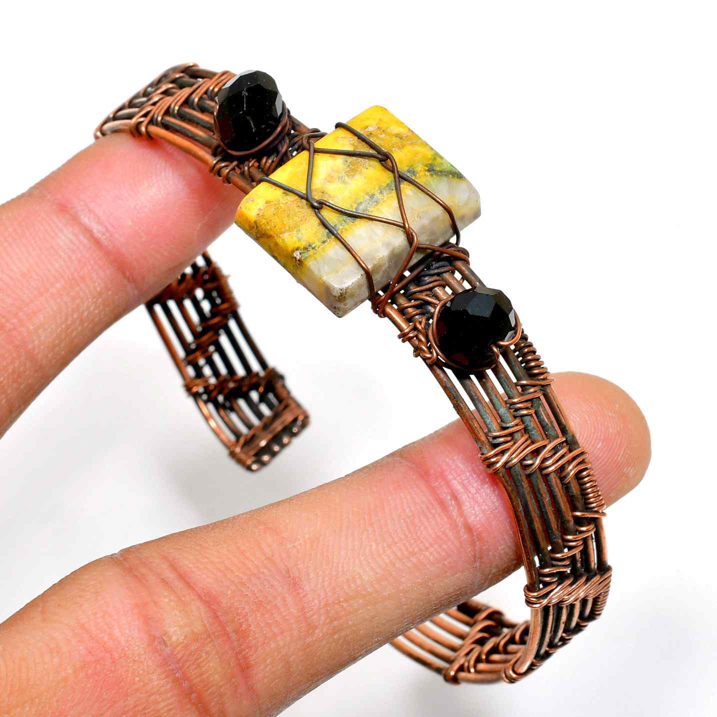 Golden Harmony Cuff – Yellow Jasper & Onyx