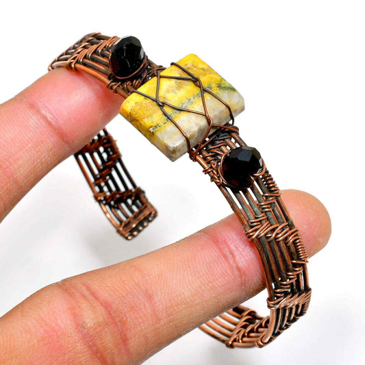 Golden Harmony Cuff – Yellow Jasper & Onyx