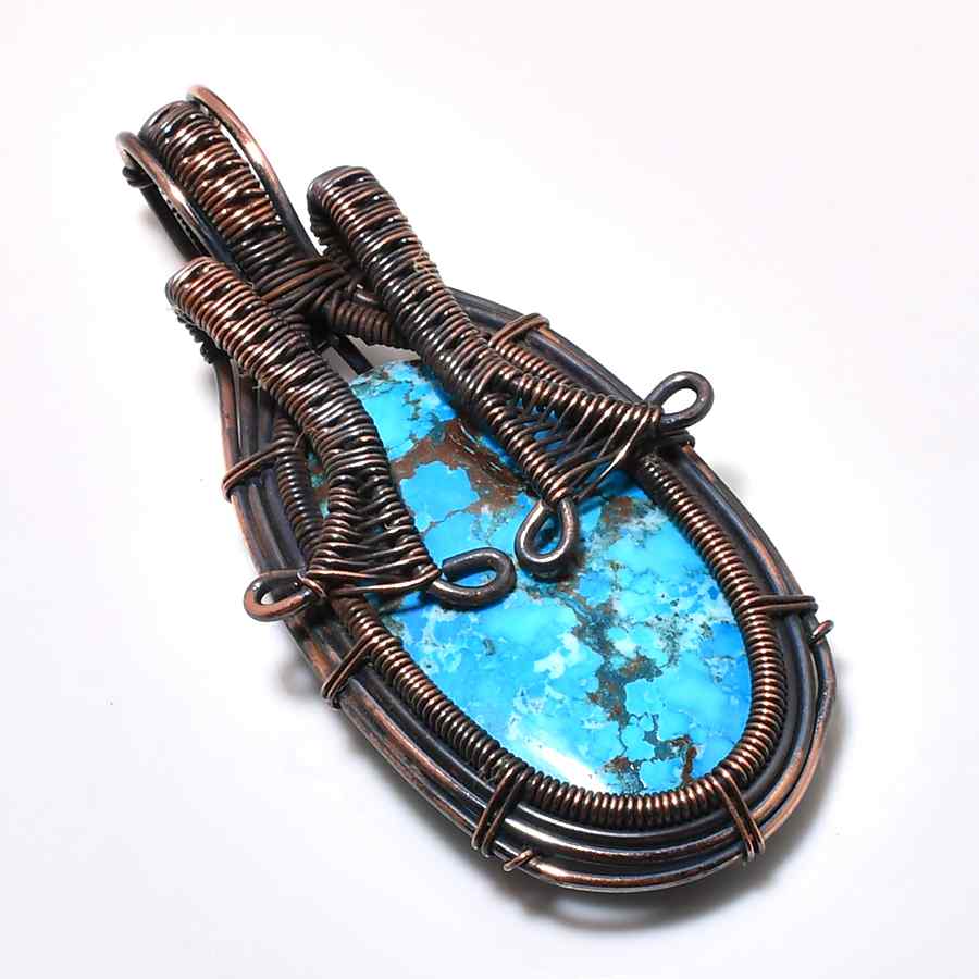 Azure Embrace – Turquoise Copper Pendant