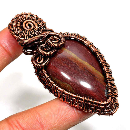 Ember Anchor – Red Jasper Copper Pendant
