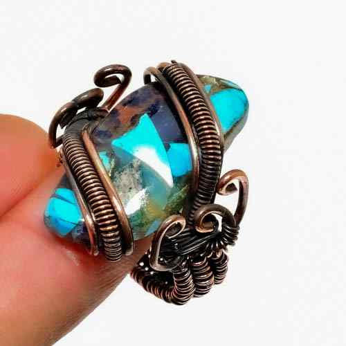 Azure Insight – Blue Apatite Copper Ring