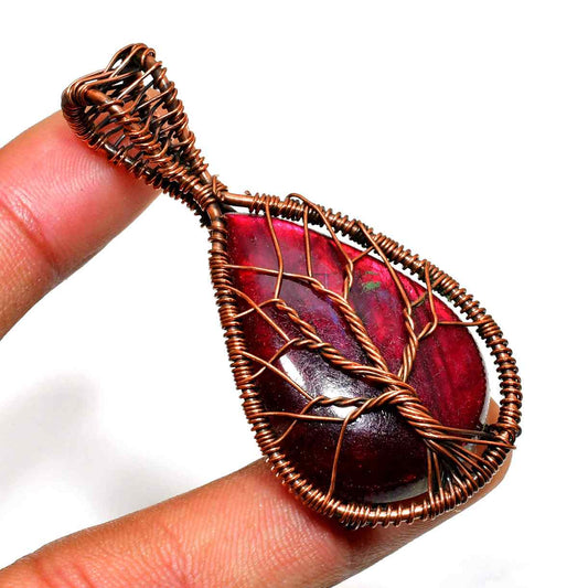 Ember’s Embrace – Ruby Copper Pendant