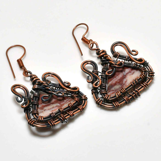 Grounded Radiance – Copper-Wrapped Natural Stone Earrings