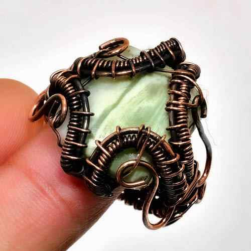 Verdant Harmony – Green Quartz Copper Ring