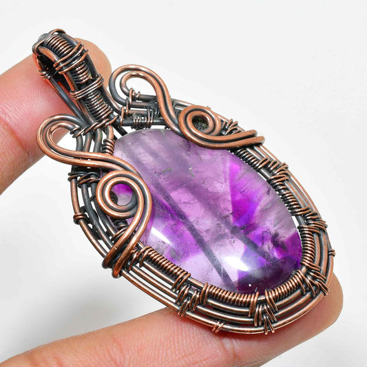 Ezra’s Veil – Handcrafted Amethyst & Copper Pendant