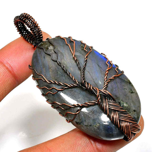 Gaia’s Tree – Labradorite Copper Pendant