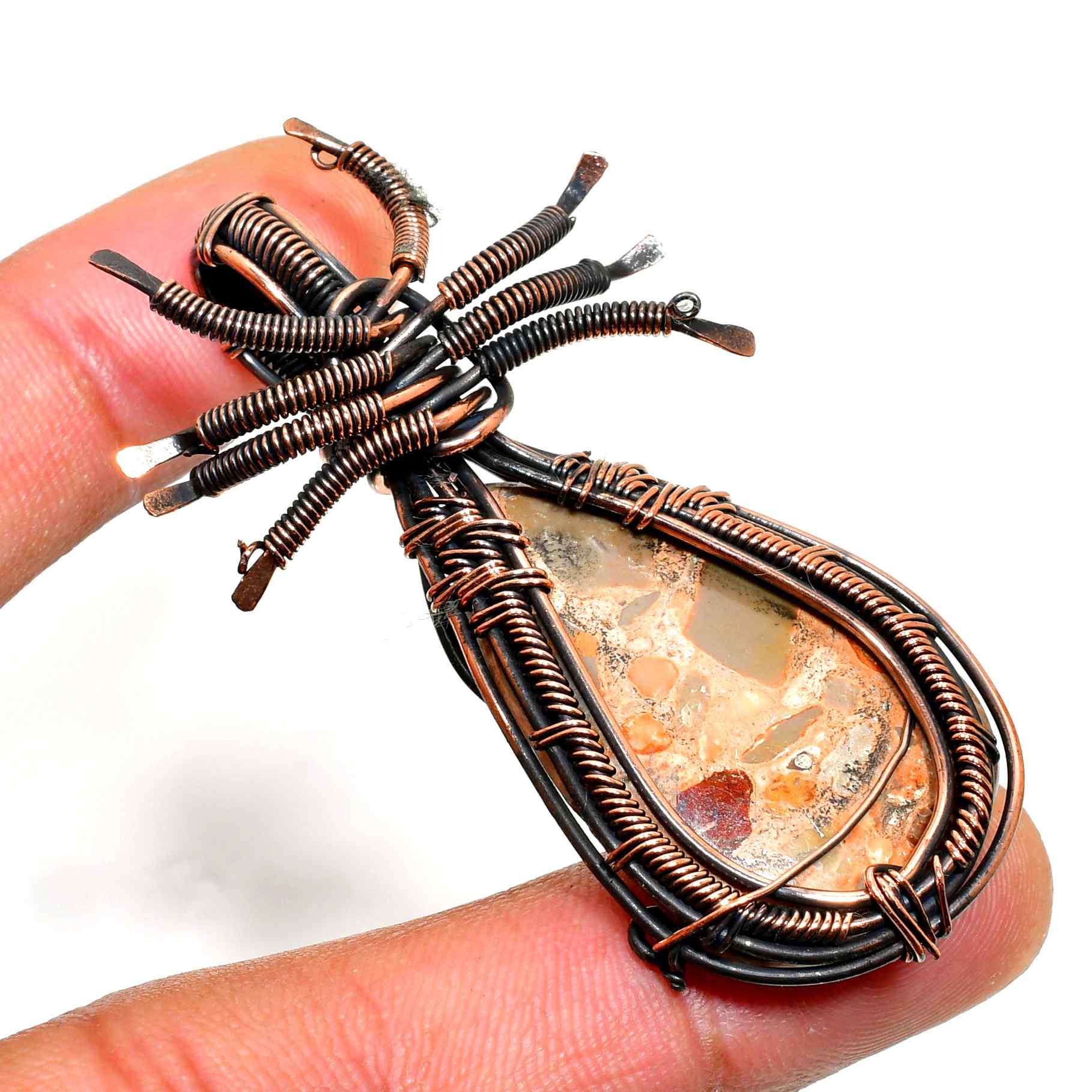 Earth’s Embrace – Natural Stone Copper Pendant