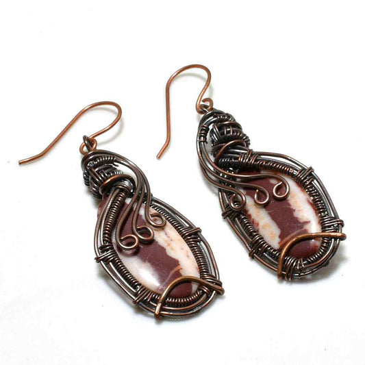 Gaia’s Harmony – Copper-Wrapped Agate Earrings