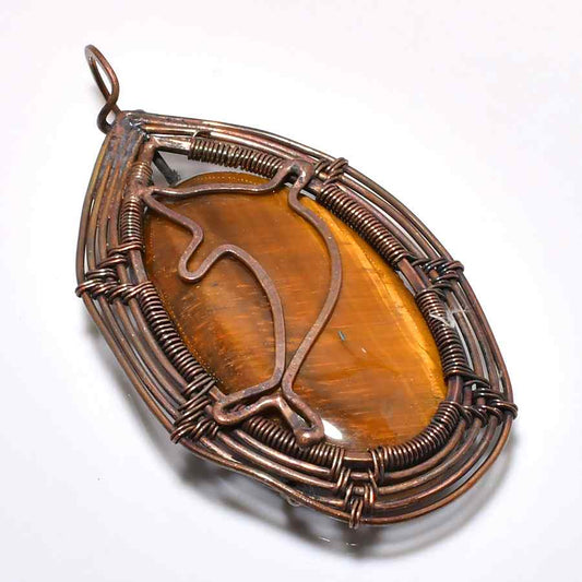 Leo’s Gaze – Tiger Eye Copper Pendant