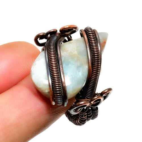 Celestial Embrace – Aquamarine & Antique Copper Ring