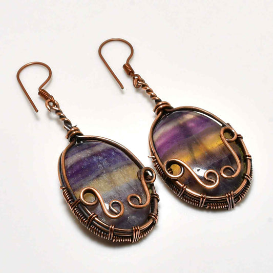 Gaia’s Harmony – Fluorite & Copper Earrings